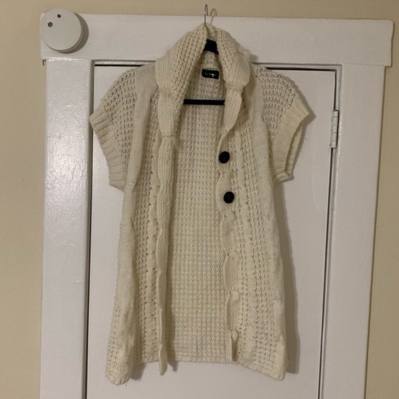 Blue Magic Cream Short Sleeve Knit Cardigan Small - Picture 1 of 7
